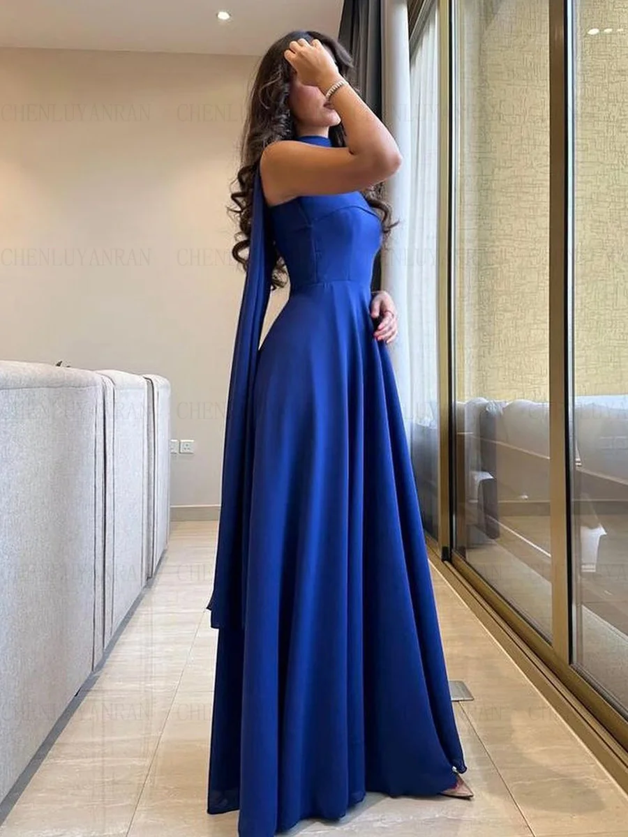 Blue Formal Occasion Dresses 2023 Strapless A-line Satin Ball Gowns Custom Made Long Sexy Evening Party Gowns فساتين الحفلات