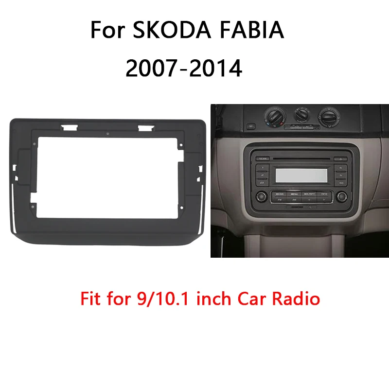 9/10.1 Inch Car Fascia For Skoda Fabia 2007-2014 Video Panel Player Audio Dash Cover 2 Din Frame Dashboard Mount Kit Bezel