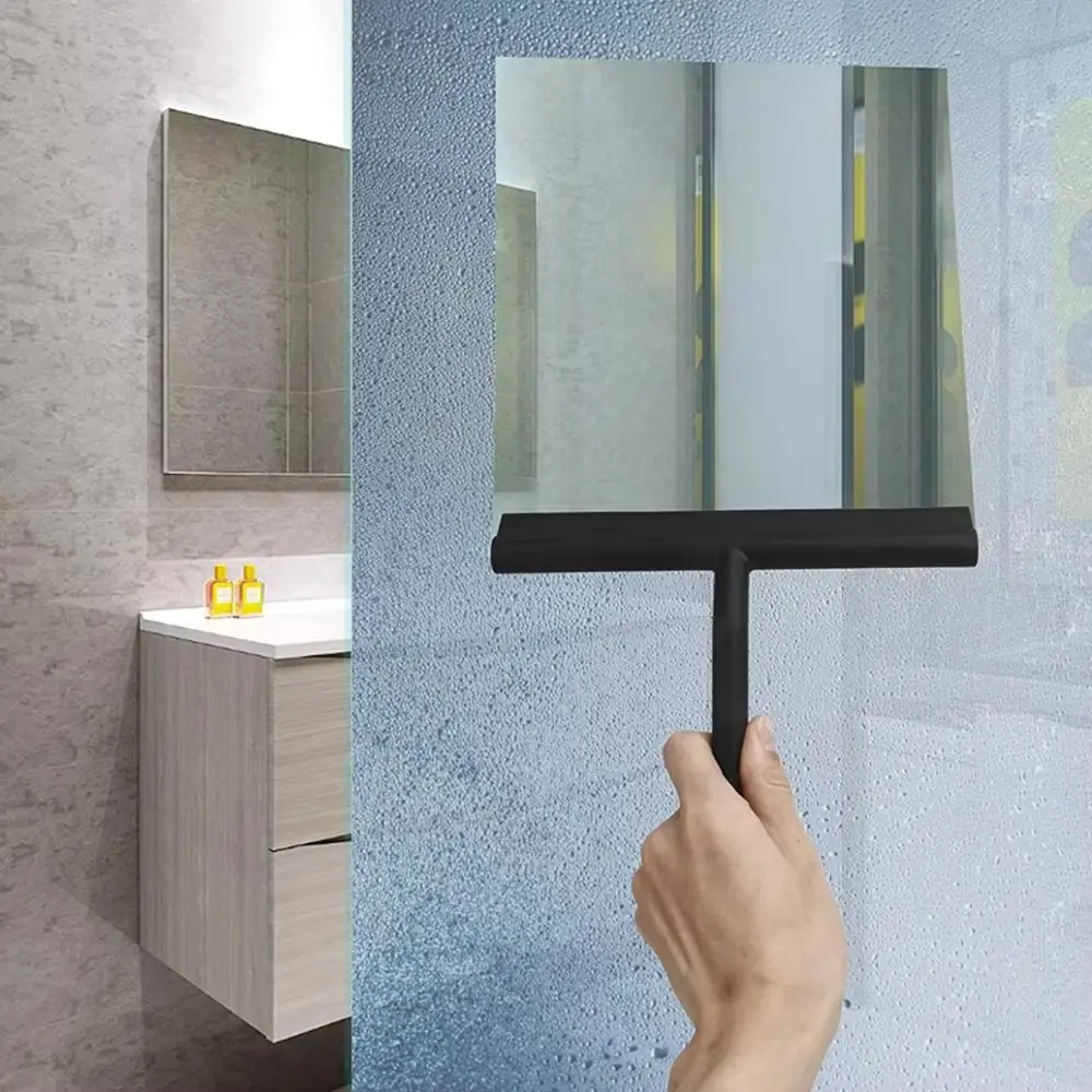 

Matte Black Shower Squeegee Streak Free Silicone Material Glass Wiper Hanging Holder With Handle Cleaning Tool Shower Doors