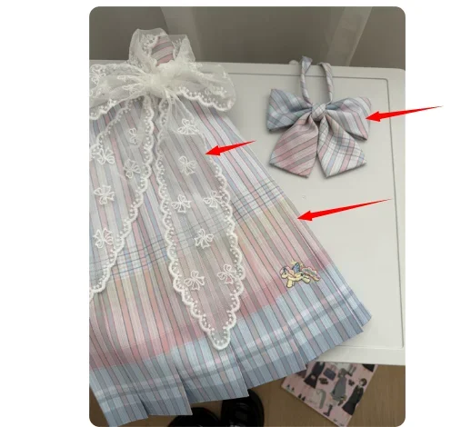 Summer High Waisted College Style JK Plaid Skirt, Student Uniform, Embroidered Pleated Skirt for Girls