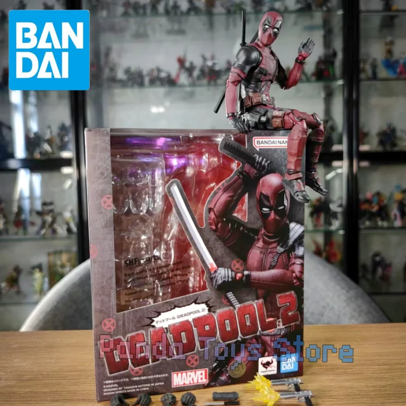 

17cm Genuine Bandai Shf Deadpool 2 Marvel Collect Trendy Articulated Movable Figures Animation Peripheral Toys Ornaments Gifts