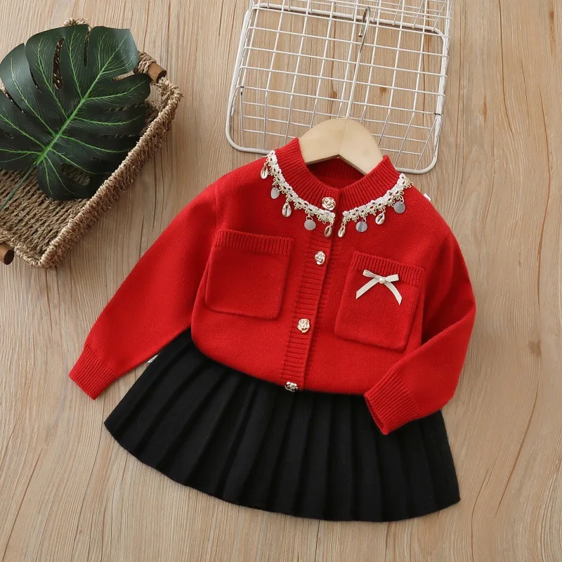 2PCS SETS of Fall Winter Sweater Adorable kids' sets and outfits for Pretty Girls Knit Long Sleeve