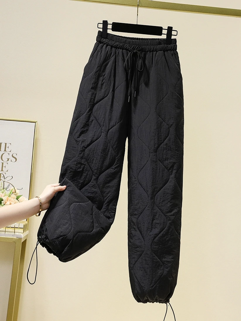 Lichtgewicht donskatoenen broek voor dames Winter Faion Dstring Harlan Warme broek met wijde pijpen Hoge taille Thiened Lantern-broek