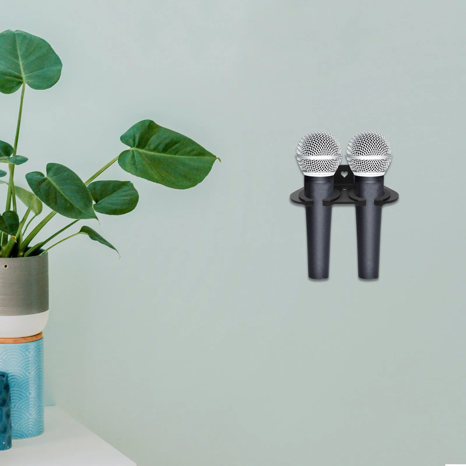 

Mic Wall Mount Bracket Two Holes Stable Wall Mounted Microphone Holder for Studio Home Party Wired Wireless Mic Storage