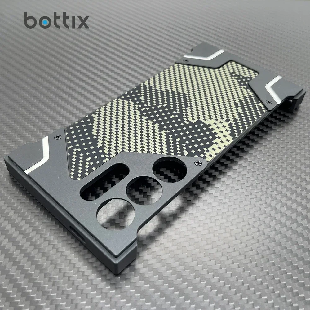 bottix Camouflage Case For Samsung Galaxy S24 Ultra Cover Frameless Metal Alloy Armor S23 U Carbon Fiber Shell Built-in Magnet