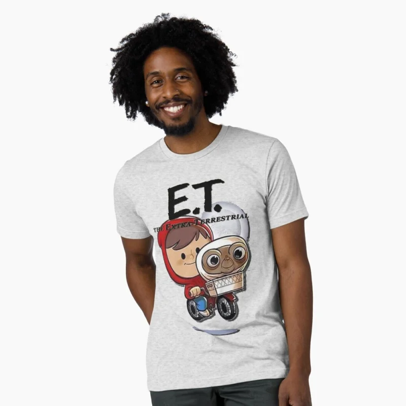 

E.T. The Extra Terrestrial 0403 t shirt Retro Alien Movie Graphic Tee for Sci-Fi Fans 100% cotton printed All size Tops S-6XL