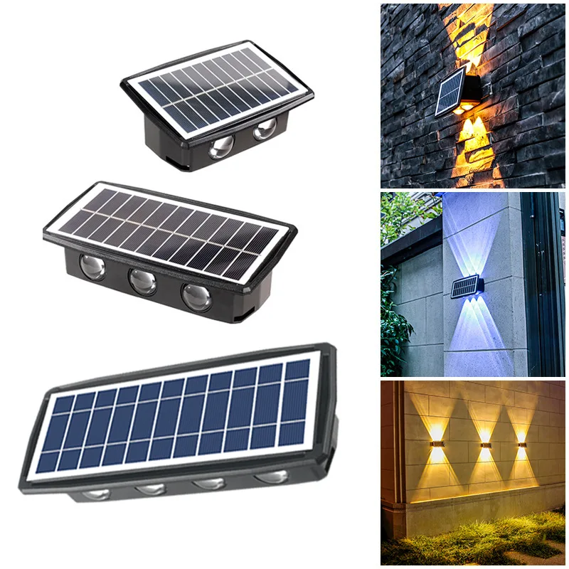 LED solar light courtyard house number wall lamp outdoor waterproof wall washer upper and lower double heads high brightness