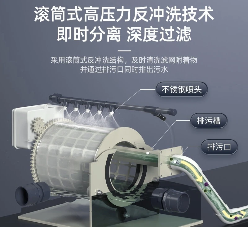 Drum Microfilter Fish Pond Automatic Backwash Cycle Fish Stool Separation Filter Aquaculture microfilter