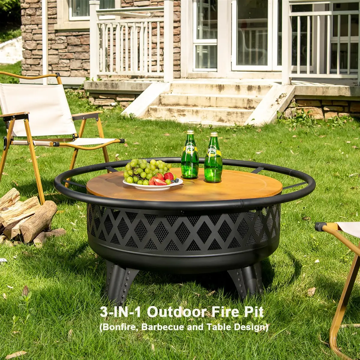 38 Inch Wood Burning Fire Pit for Outside
