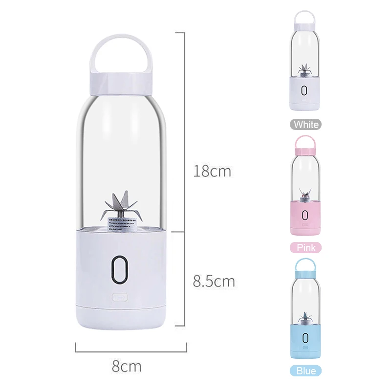 ポータブル電気ジューサー,500ml,ブレンダー,フードプロセッサー,急速充電,多機能,フルーツカップ