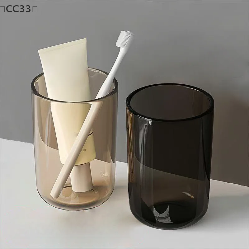 〔CC33〕Couple Solid Color Transparent Mouthwash Cup Large Capacity Nordic Style Toothbrush Cup Transparent Mouthwash Plastic Cup
