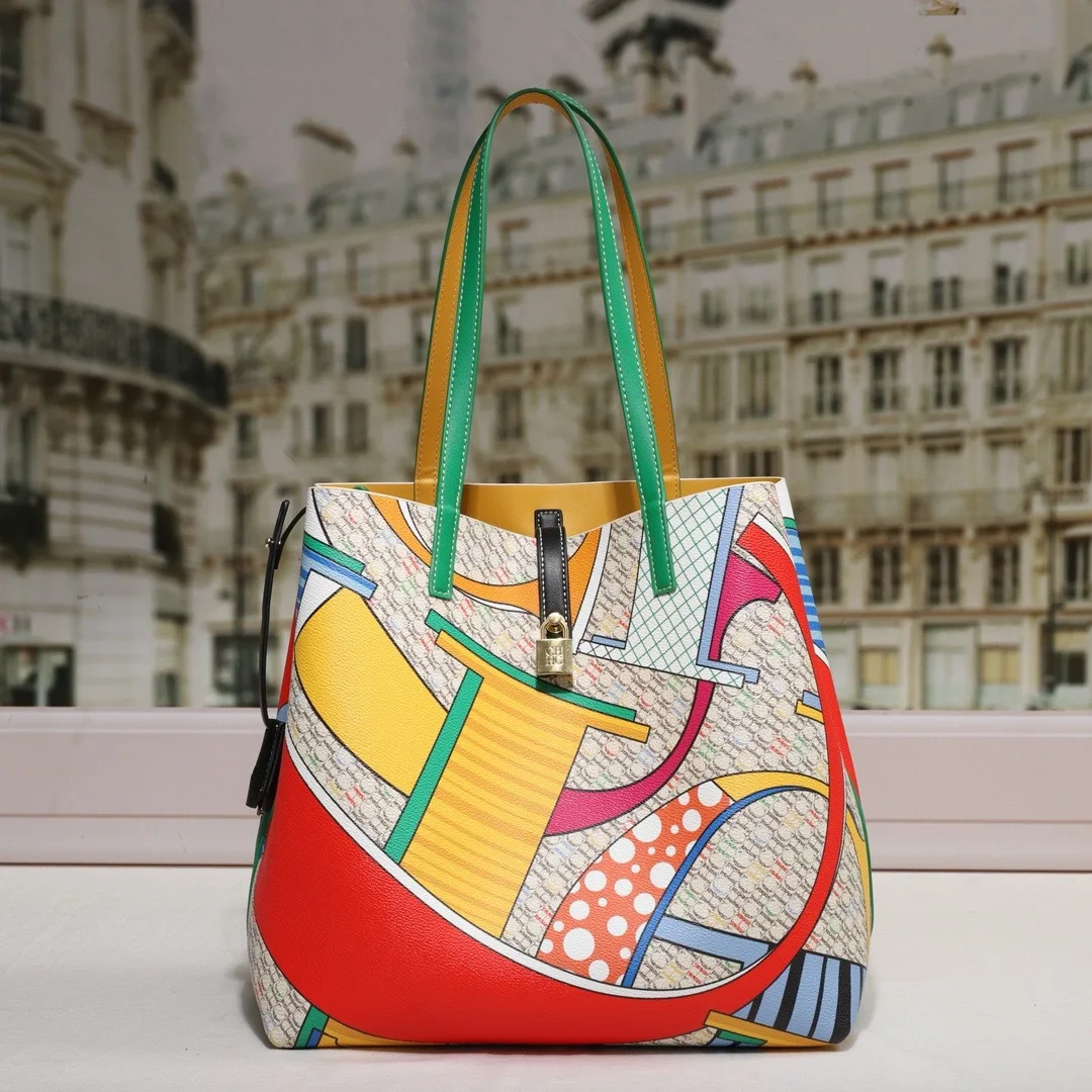 CH New Fashion Women Tote Bag Large Capacity Printed Shoulder Handbag Casual Daily Use Ladies Bag