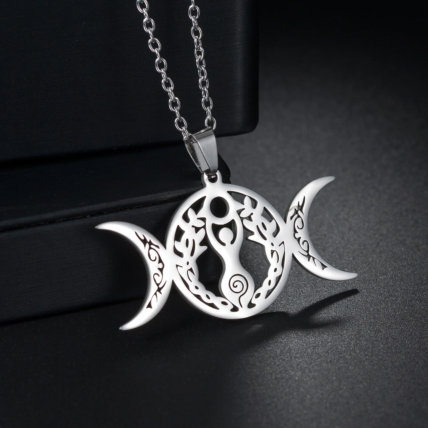 Angel Seal Archangel Metatron Metal Necklace Moon Pendant Yoga Bat Dragon Stainless Steel Pendant Jewelry image 2