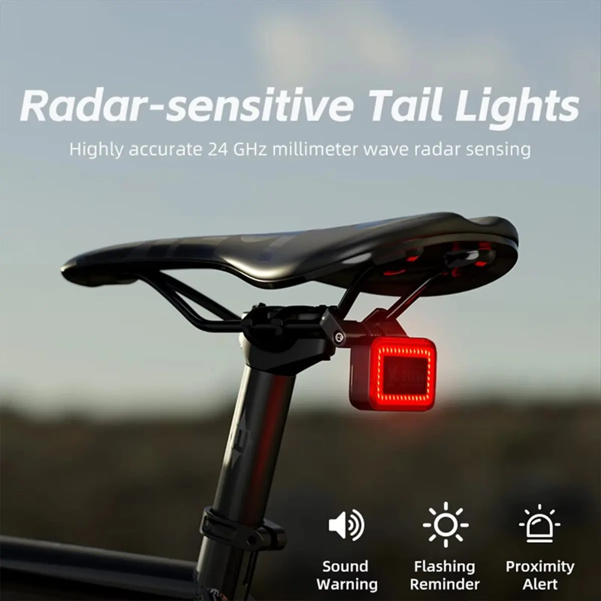 

L77A 24GHz Radar Bicycle Taillight Smart Sensing Cycling Warning Light IP64 Waterproof LED Bicycle Light Bike Accessories