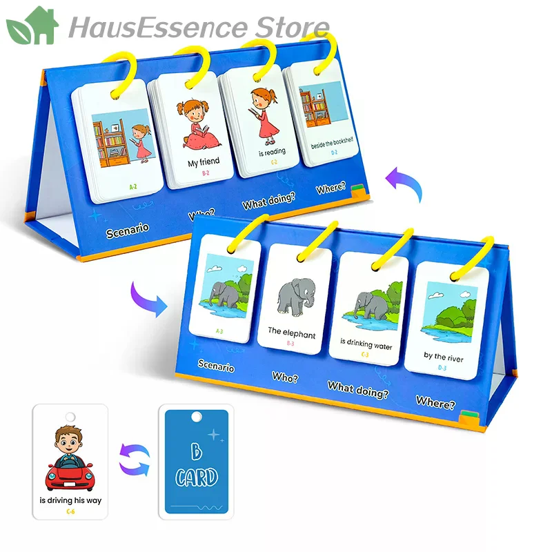 ※English Learning Pocket Chart Calendar Set For Kids 3-10 - Sentence Building Puzzle Games, Word Games, Phonics Flash