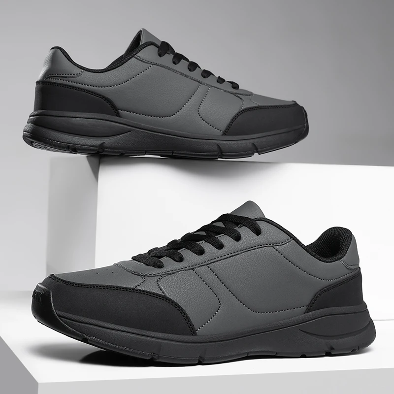 

2025 Autumn Winter New Men's Leather Casual Shoes - Lightweight Non-Slip Wear-Resistant Casual Sports Running Shoes