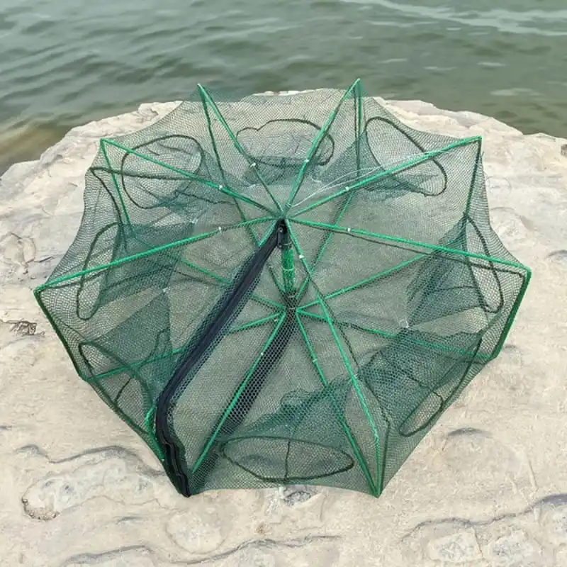 Strengthened 4-20 Holes Automatic Fishing Net Shrimp Cage Nylon Foldable Crab Fish Trap Cast Nets Cast Folding Fishing Network