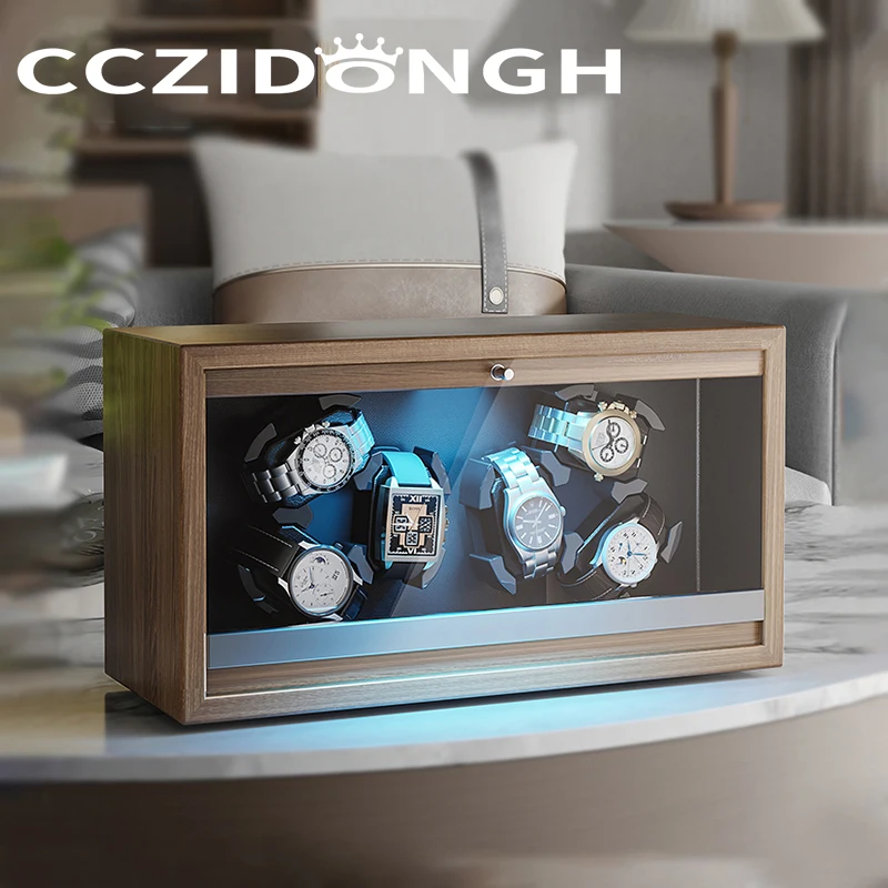 Brand New Wooden Watch Winder Automatic Glass Cover Mechanical Watches Rotator Case Winding Cabinet Storage Display Boxes