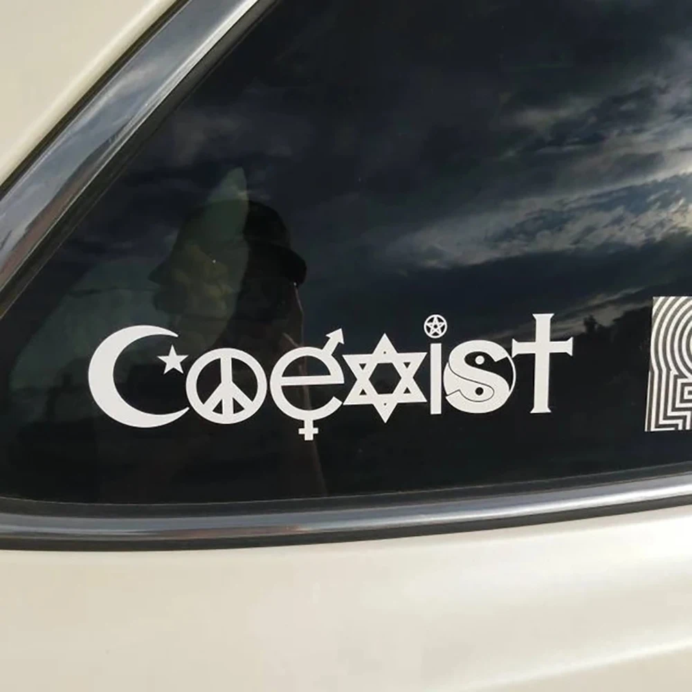 

Coexist Car Stickers Signal Gossip Star Moon Stickers on Car Geometry Car Stickers Auto Reflective Exterior Decor Accessories