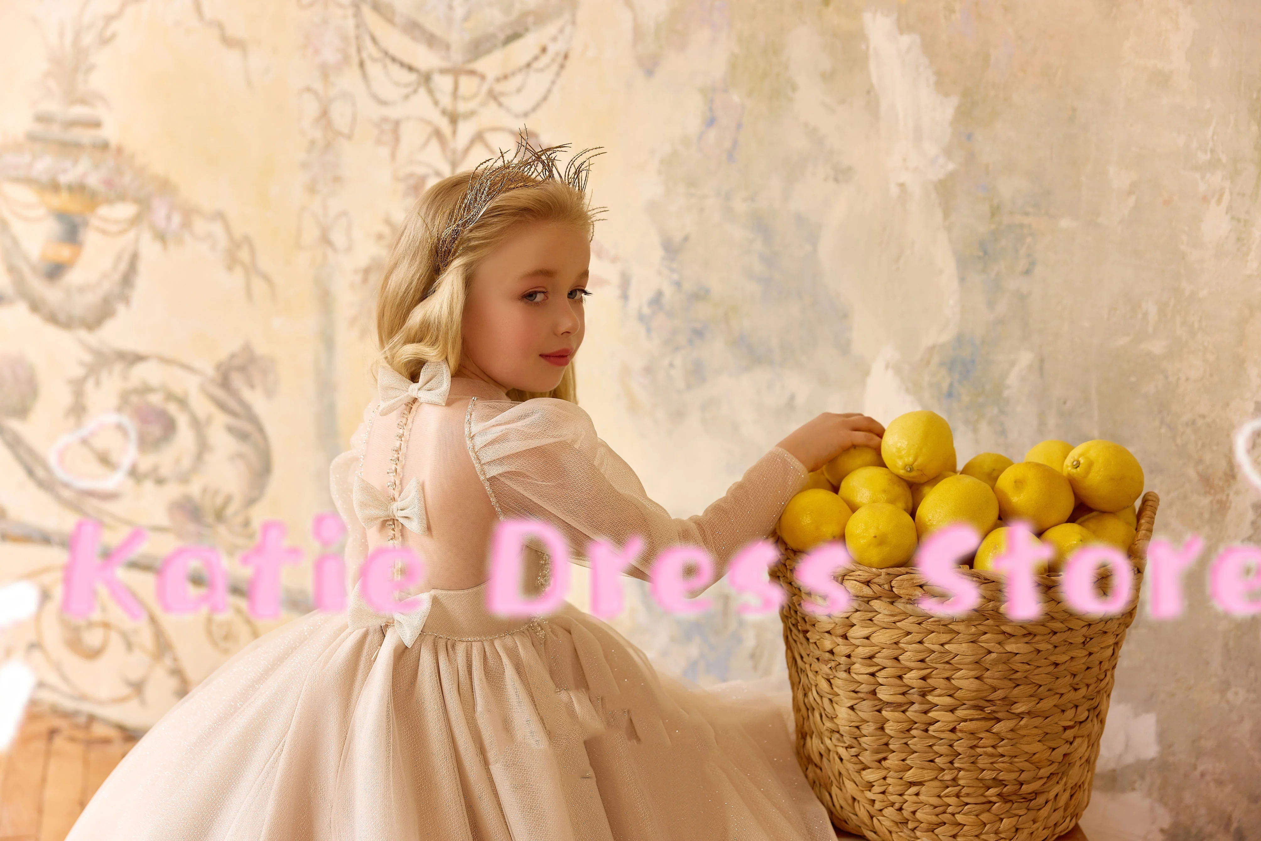 Vestido de niña de las flores color champán para boda, personalizado, con apliques de tul, elegante, para fiesta de cumpleaños infantil, primera comunión, vestidos de gala.
