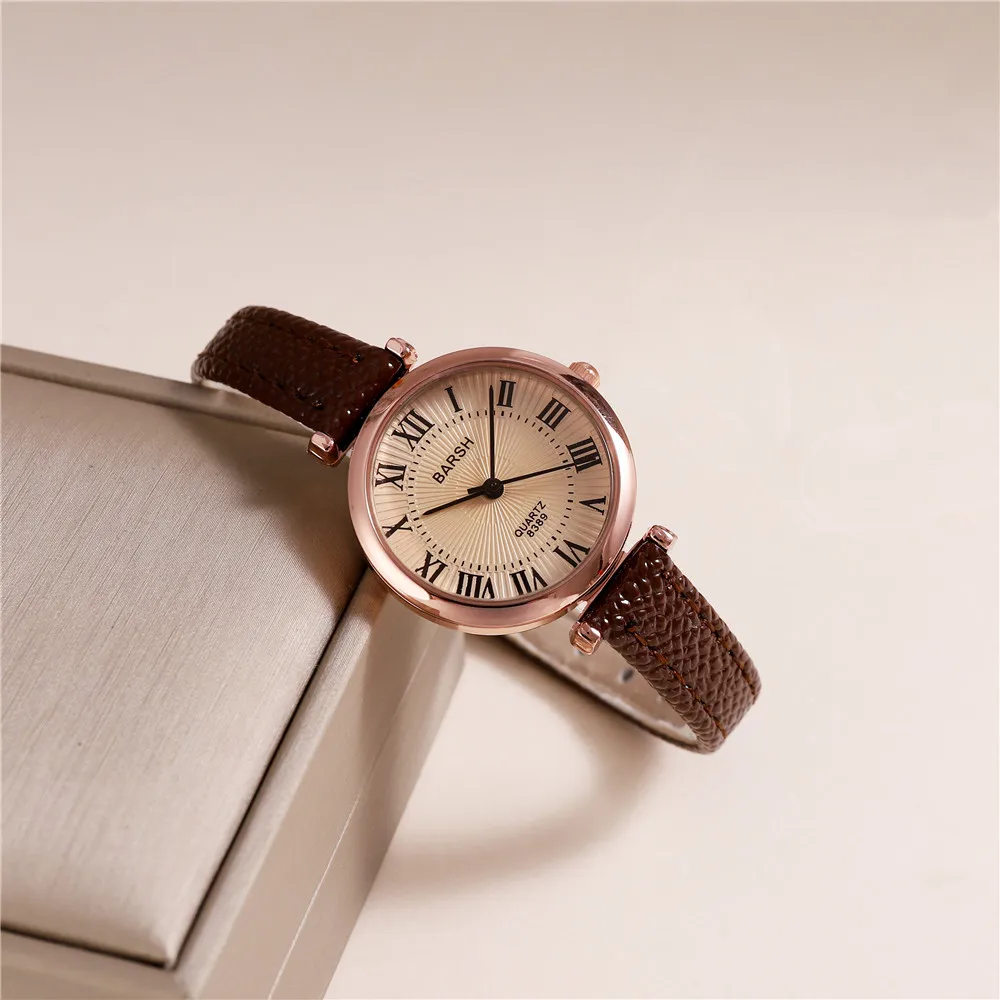 ساعة كاجوال كوارتز للسيدات بمقياس روماني من جلد البولي يوريثان العصري #4