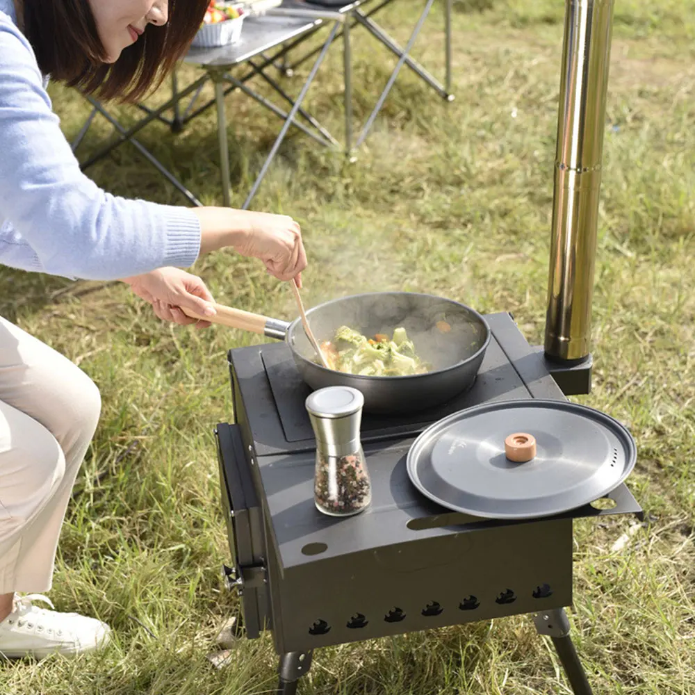 กลางแจ้งเตาไม้กลางแจ้ง Camping เต็นท์ความร้อนเตาแบบพกพาแบบพกพาความร้อนเตาไม้