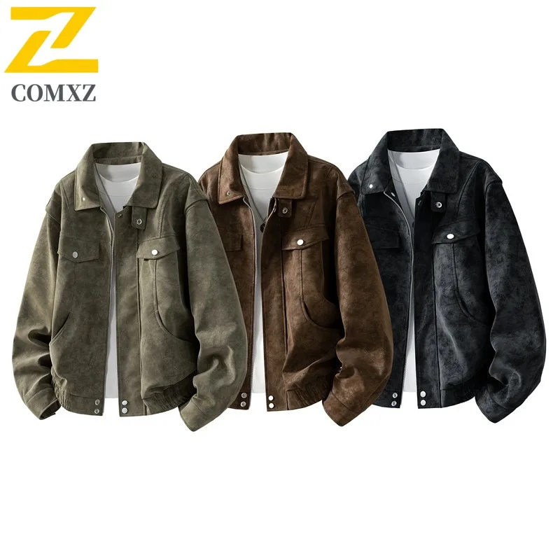 

COMXZ 2025 Men Women Couple Fleece Stand Collar Jacket Autumn Trendy Loose Fit Versatile Casual Lightweight Comfortable Coat