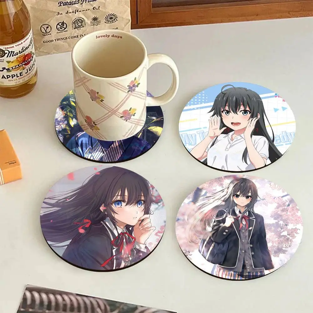 Anime Girl Yukinoshita Yukino Round Wooden Coasters Suitable For Restaurants And Coffee Home Gift Choice Holidays