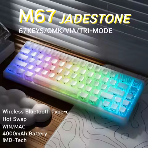 XVX M67 JadeStone Mechanical Keyboard With IMD-Tech Keycaps Hot Swappable Gasket Tri-Mode Custom RGB Wireless Keyboard 65%