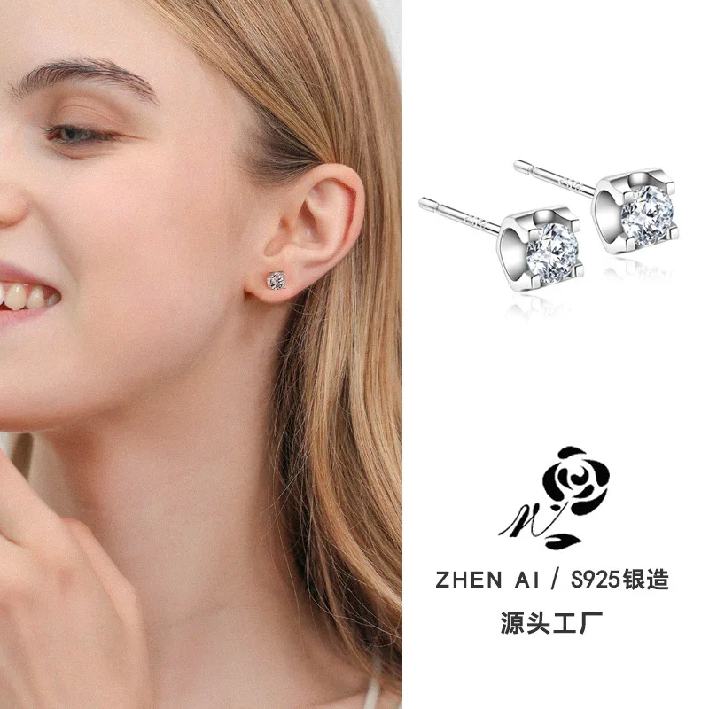 

Сверкающие серьги-гвоздики из 100% стерлингового серебра 925 пробы, 6,5 мм VVS1 GRA с муассанитом и бриллиантами, юбилейные серьги-гвоздики для женщин, подарок, ювелирные украшения