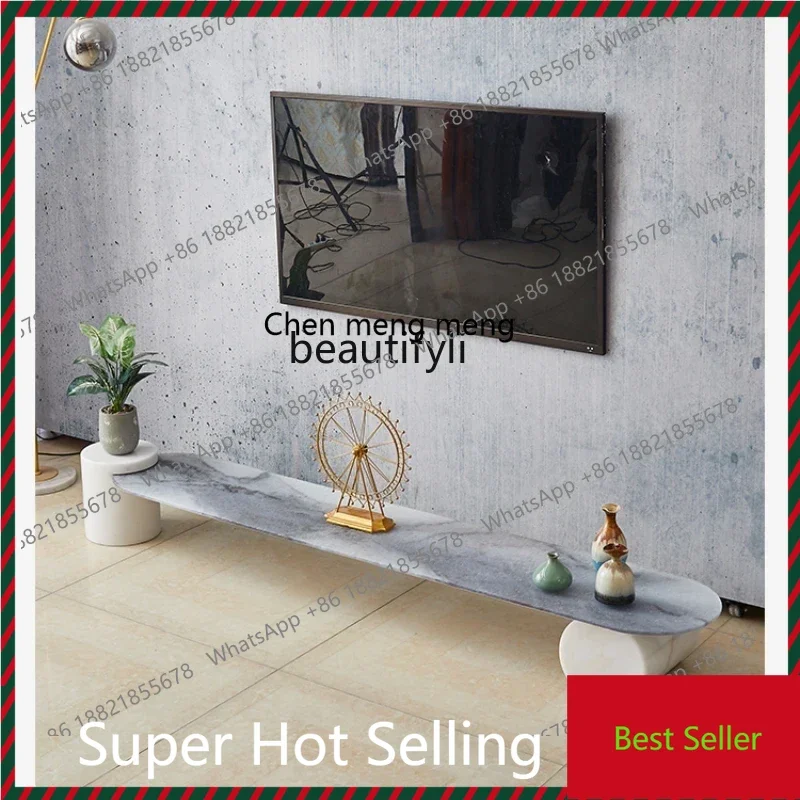 K182xxModern Simple and Natural Marble Hot Melt Tempered Water Ripple Glass Designer Internet Celebrity Home Art TV Cabinet