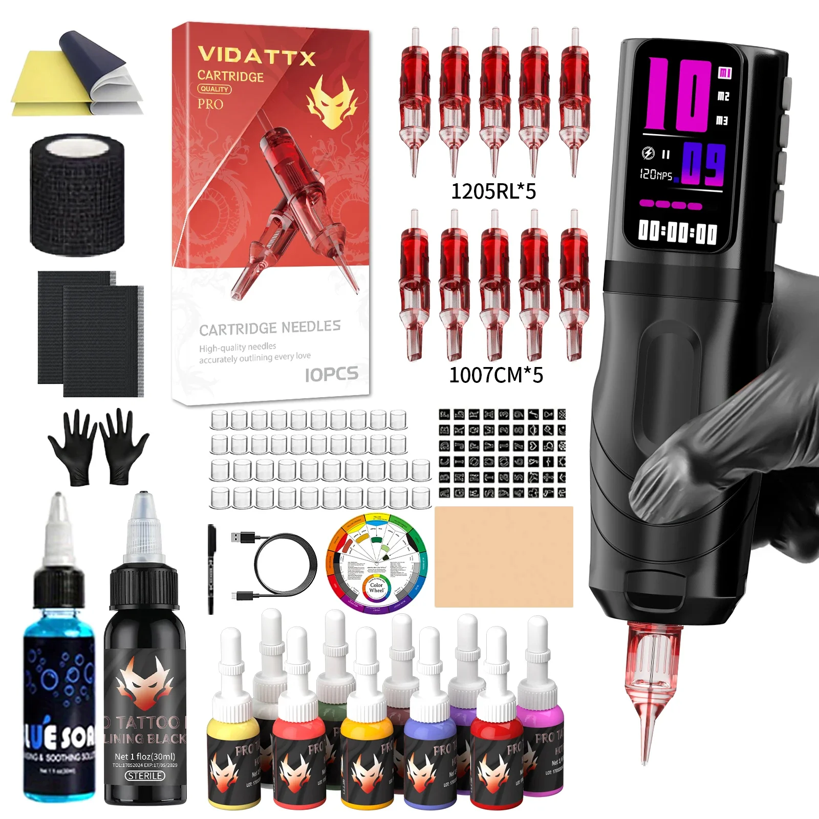 TRO Tattoo-Kit oder Tattoo-Maschine HM162 für Permanent Make-up Tattoo-Maschinen-Kit Farbbildschirm Tattoo-Stromversorgung Tattoo-Kit