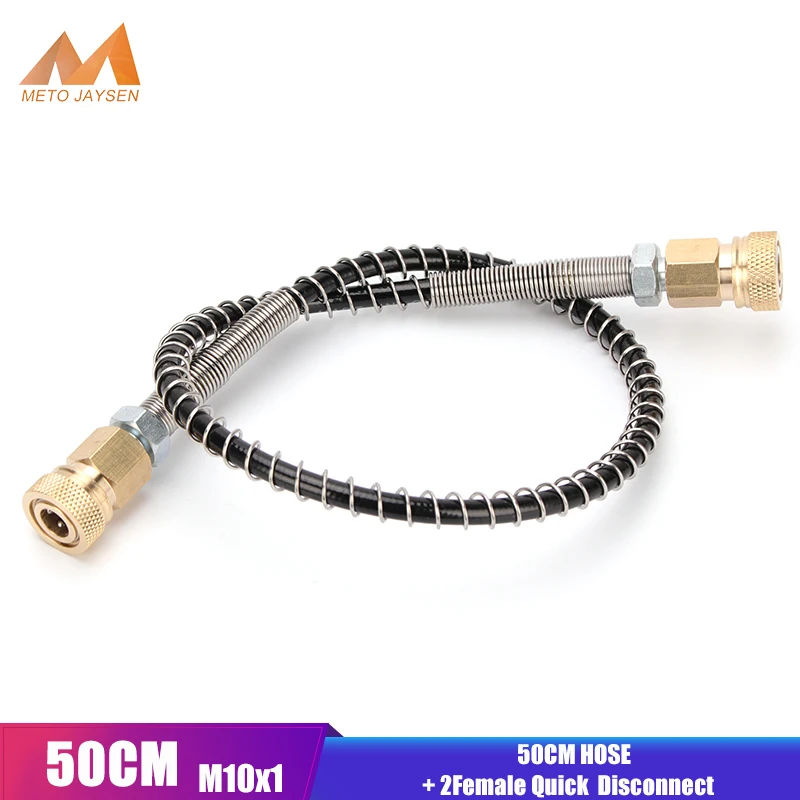 50cm High-Pressure Nylon Hose with M10x1 Thread Quick Connect Couplings PCP Pneumatics Air Refilling with Spring Wrapped 40Mpa