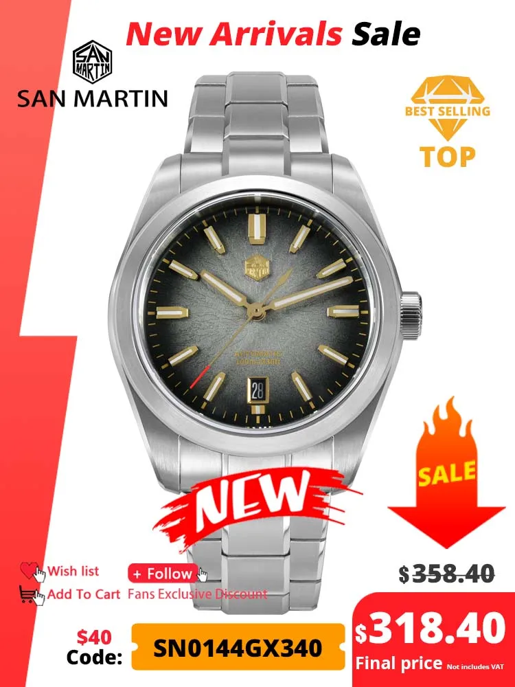 San Martin 36/39/42mm SN0144 JianZhan Dial Gada Watch Miyota 9015 Original Design Men Luxury Dress Automatic Mechanical Watches