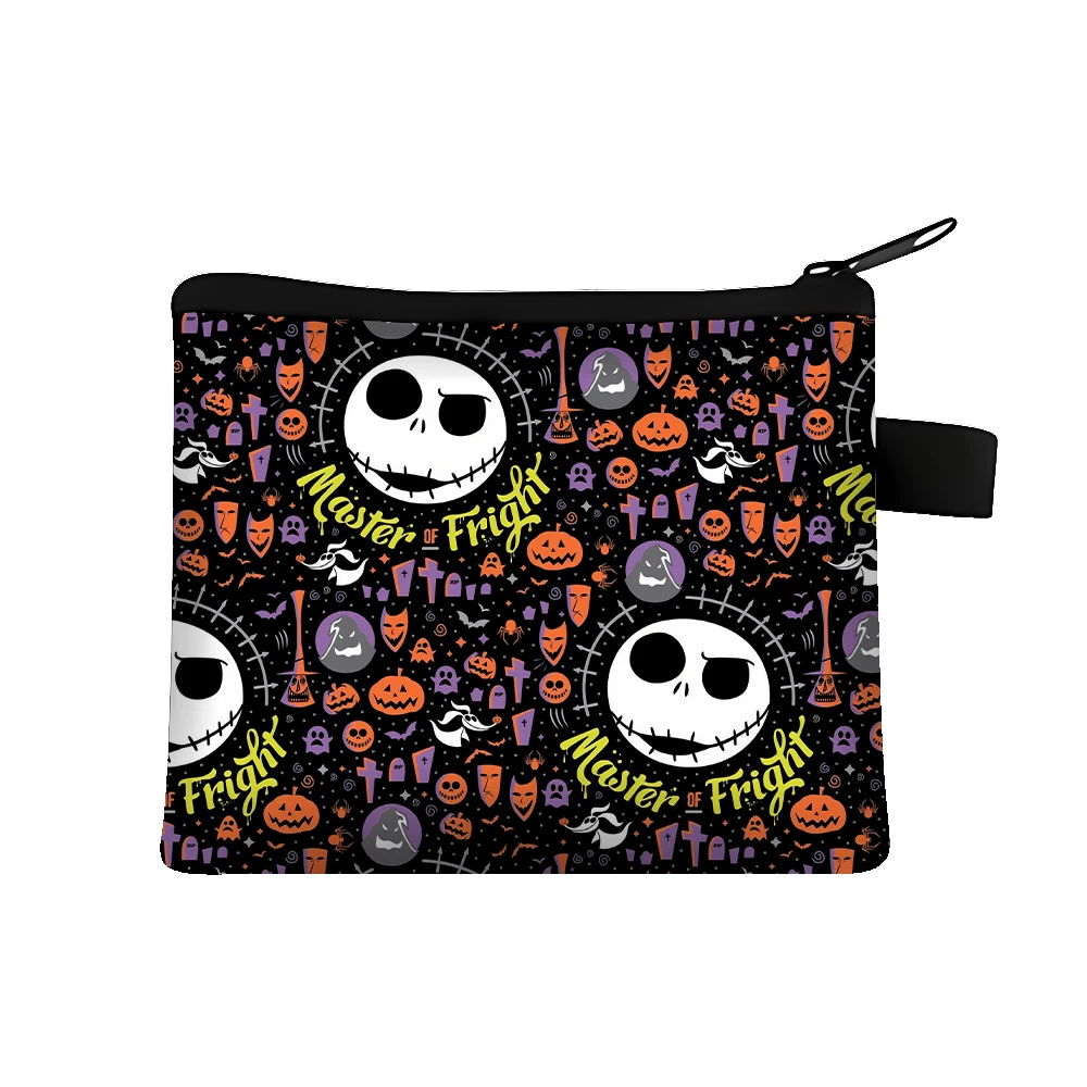 Disney The Nightmare Before Christmas Jack Skellington Coin Purse Cartoon Anime Printed Storage Bags Mini Square Zippered Bag