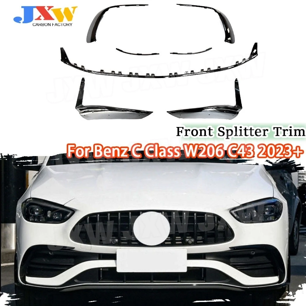 

Front Bumper Lip Spoiler Flap Canards Car Bumper Splitter Trim Cover Body Kits for Benz C Class W206 C43 AMG Sport 2023+