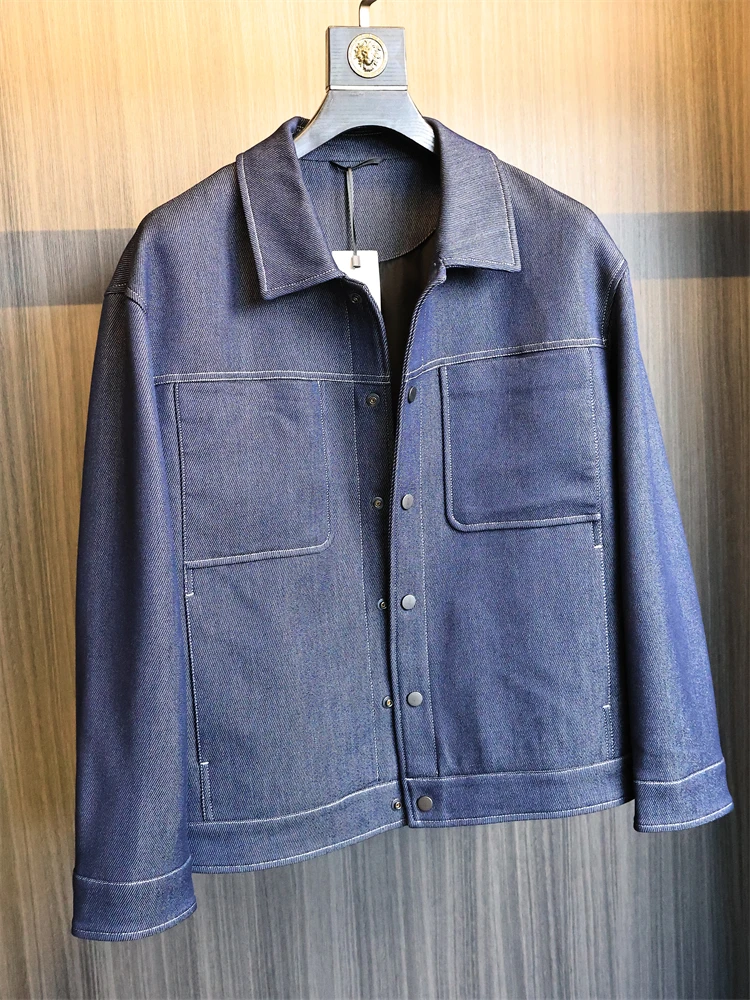 

Американская роскошная легкая мужская куртка свободного покроя, винтажная повседневная одежда с воротником, осенняя модная верхняя одежда