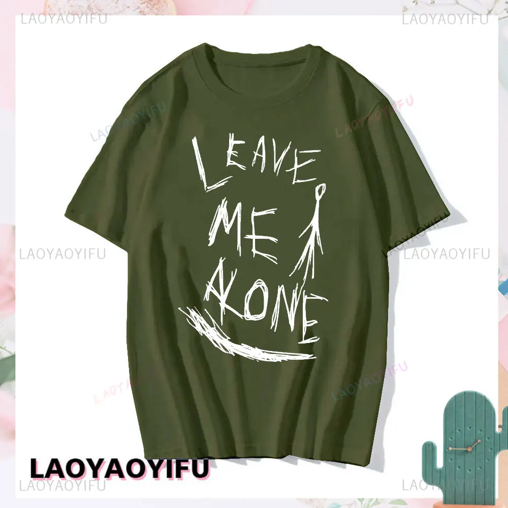 Slenderman Leave Me Alone Creepypasta T-shirt Vintage Horror Novel Graphic T Shirts Harajuku Hip-hop Cotton Unisex O-neck Tshirt