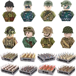 WW2 24pcs/Lot Military Soldiers Building Blocks Set Weapons Soviet US UK China France Army Action Figures Bricks Toys Kids Gifts