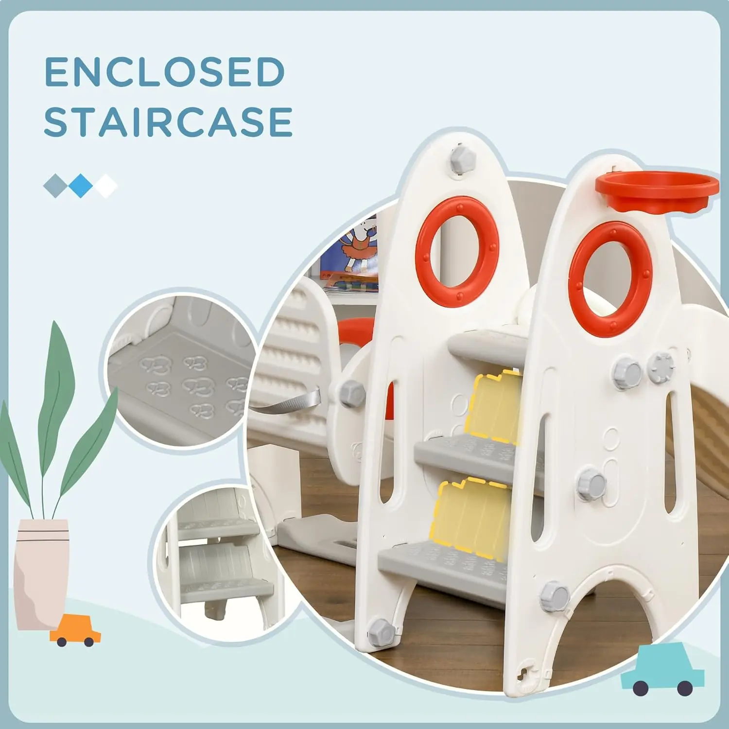 Conjunto de balanço para crianças pequenas, playground infantil 4 em 1 para crianças de 1 a 3 anos, conjunto infantil interno com escorregador, balanço, cesta de basquete, Cli