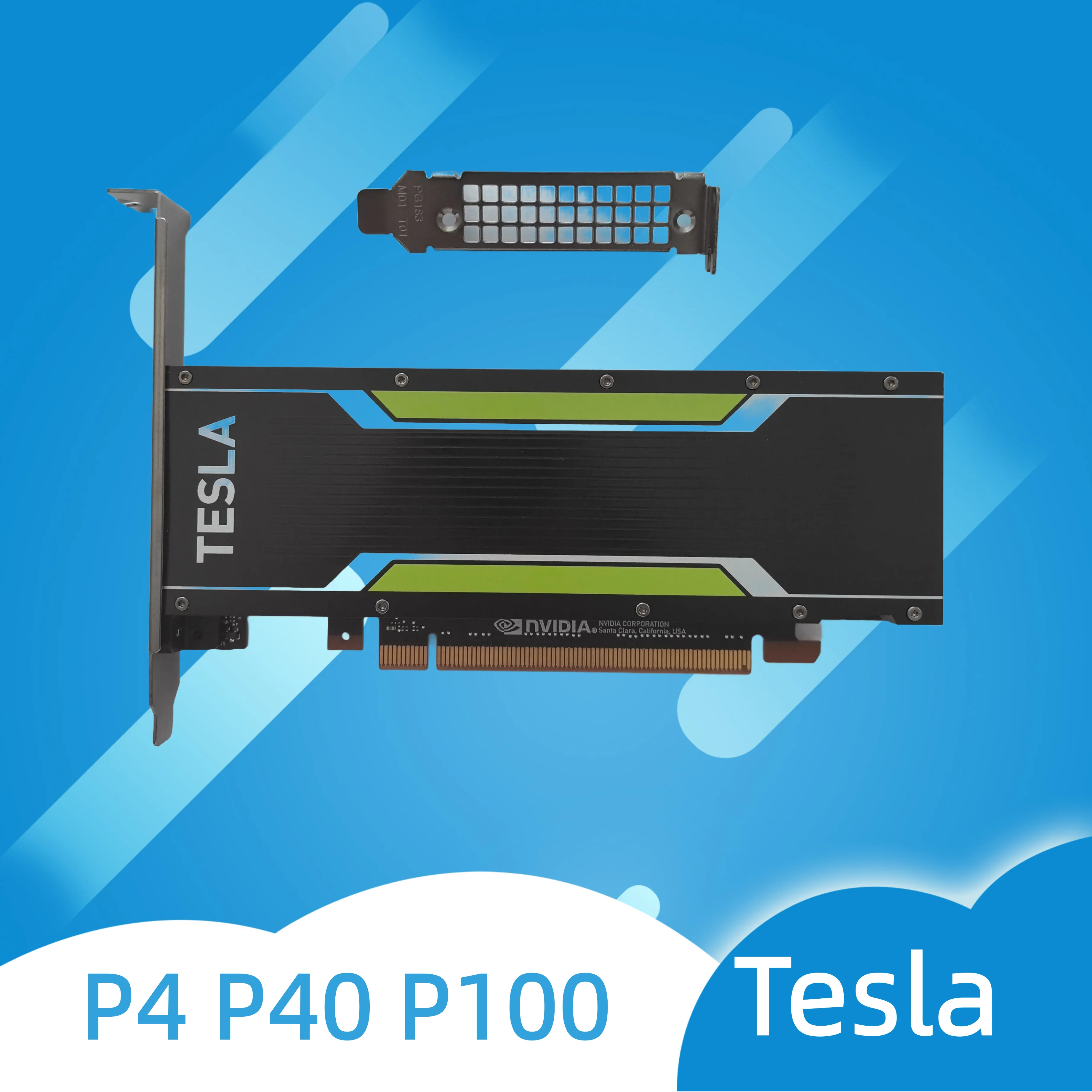 لبطاقة Nvidia Tesla P4 8GB P40 24GB P100 16GB الرسومات GDDR5 Supermicro PCI-E GPU