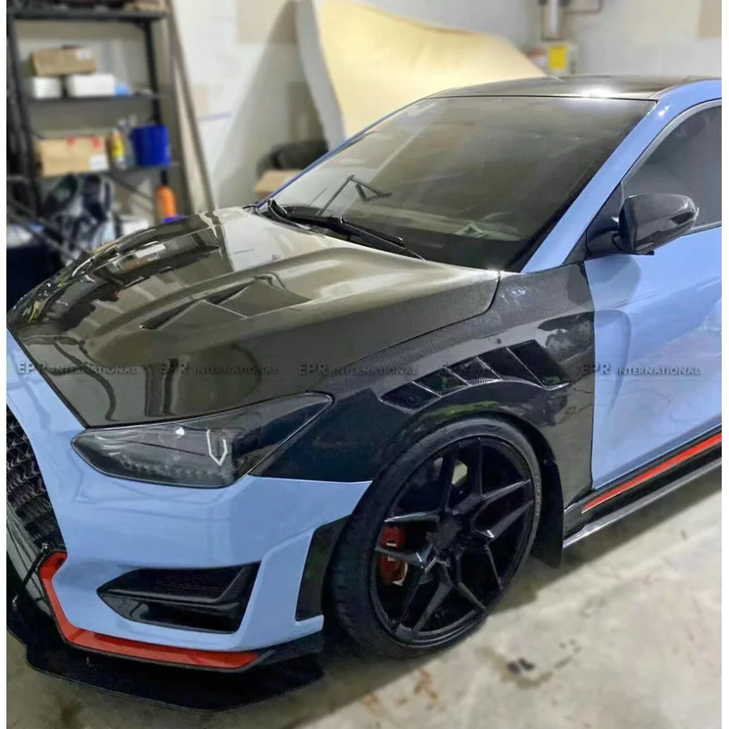

Подходит для Hyundai Veloster 2019, детали для модификации крыла из углеродного волокна, объемный передний бампер из ЭП