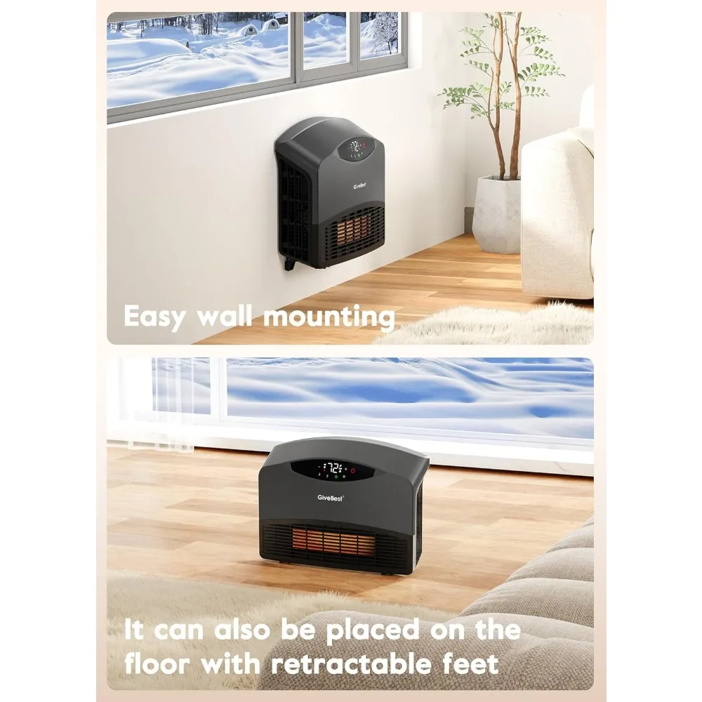 Chimeneas, calentador de pared inteligente con WiFi y control remoto, calentador de espacio de 1500 W para dormitorio, piso o pared, muebles