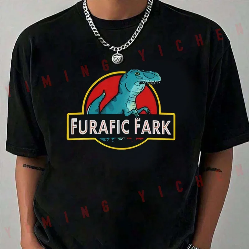 

FURAFIC FARK Graphic - A Fun Blue Dinosaur Design Motorcycle T-Shirt Men Hip Hop Casual Fashion Short Sleeve Tops