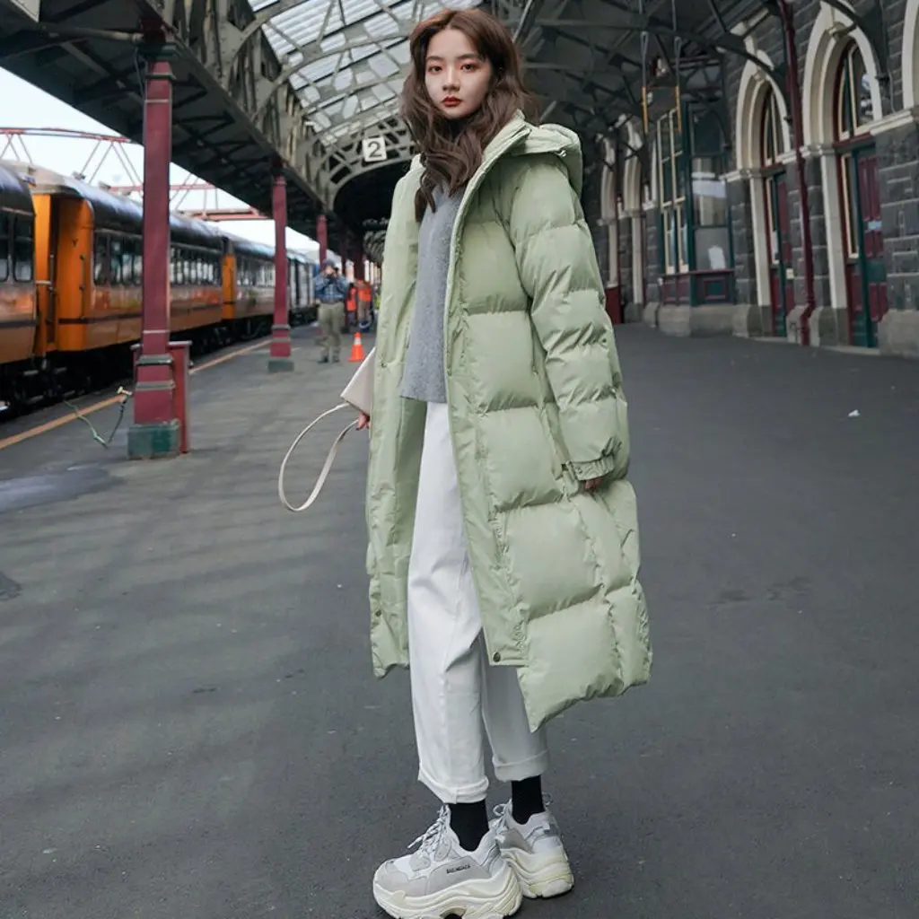 

Women's Cotton-Padded Jacket Mid-Length Knee-Length Thickened Korean Style Winter Coat Slim-Fit Trendy for Female Students