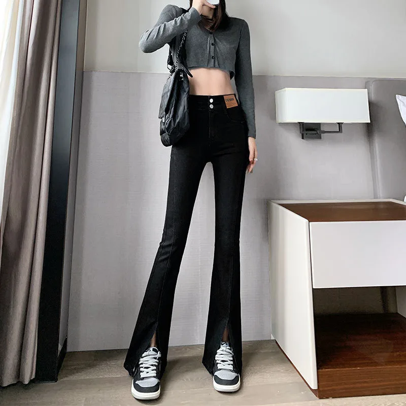 

Micro Flared Pants 2024 New Summer And Autumn pants high waist Waisted Straight Leg Slim Fit Pencil Slit jeans female For Women