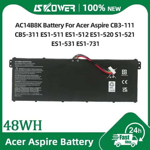 SKOWER AC14B8K Batteria per Acer Nitro 5 AN515 AN515-52 AN515-53 Aspire R3-131T ES1-111 V3-111 AC14B3K AC14B7K AP14B8K AC14B18K