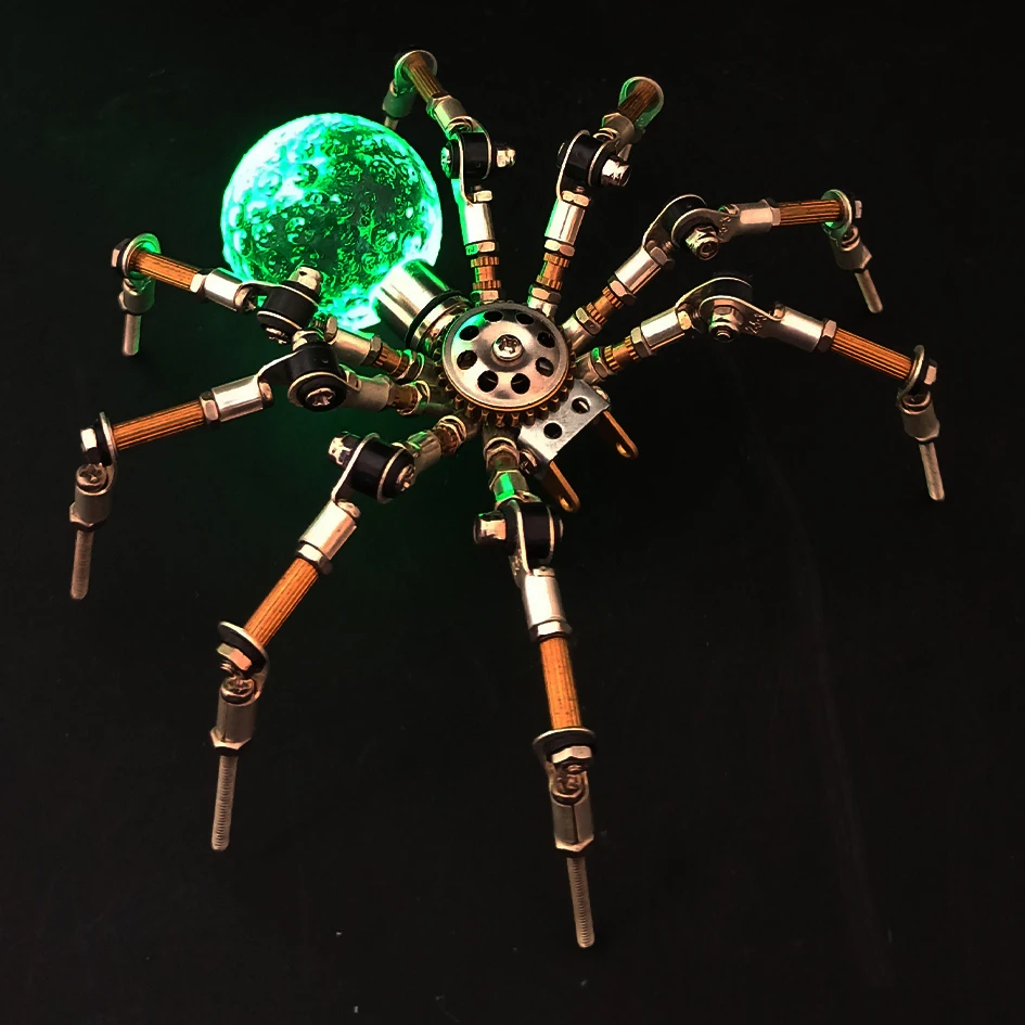 3D Puzzle Metal Luminous Spider Model Kit Steampunk Mechanical Insects Dragonfly Mantis DIY Assembly Toy Kids Birthday gift