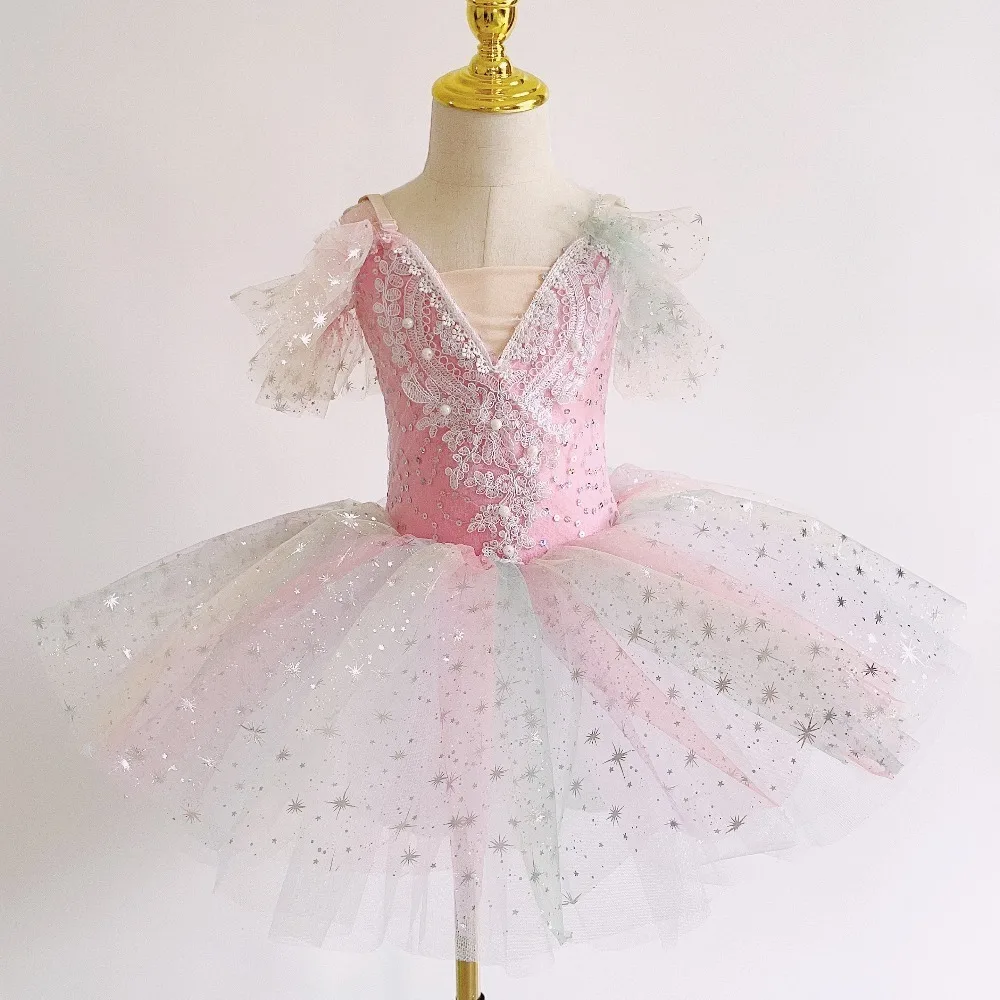 Party Kids Clothes Stage Costumes Performance Princess Fairy Children Clothing Leotards for Girls Dress Ballet Tutu Dance Wear