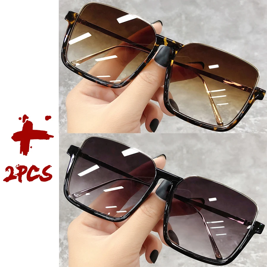 Sonnenbrille Damen 2026 – Große quadratische Fassung, luxuriöses Markendesign, Farbverlauf, Vintage-Sonnenbrille für Damen, Herren, Unisex – Detail 20